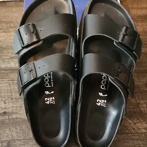 Birkenstock Papillio Black Double Strap Leather Sandals